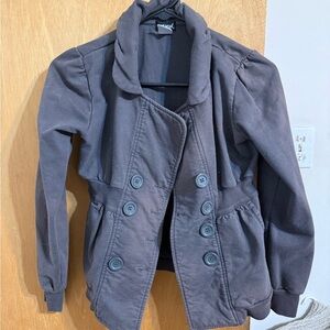 Wet Seal Charcoal Double-Breasted Trench Coat